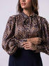Long Sleeve Printed Frilled Collared Top